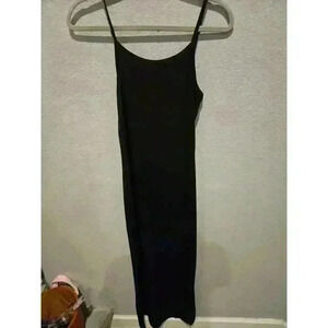 Capella Women's Black Midi Slip Dress Size S Sleeveless Scoop Neck